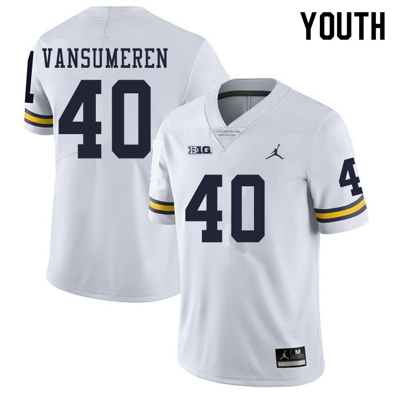 Youth #40 Ben VanSumeren Michigan Wolverines College Football Jerseys Sale-White